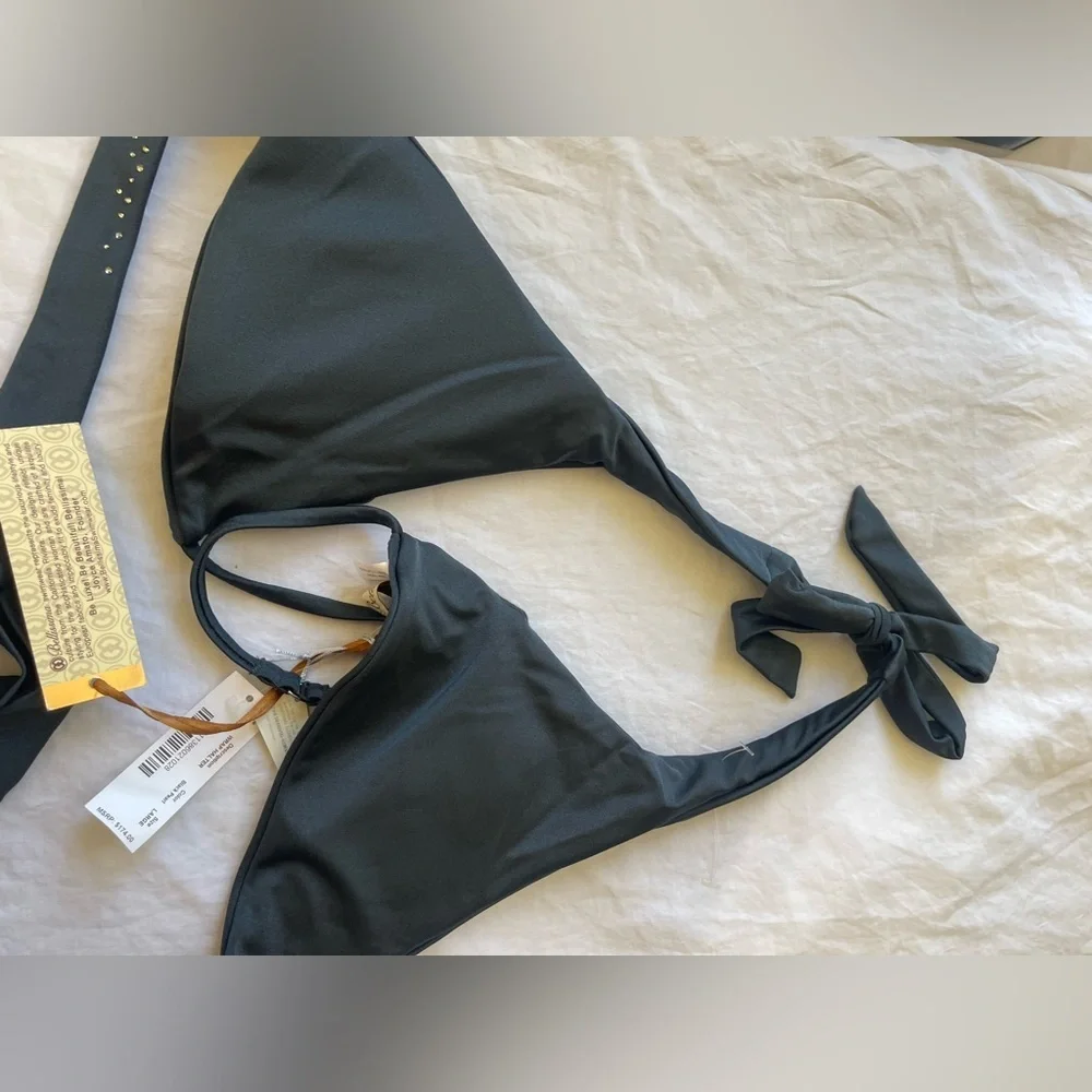 Bellissima Swarovski Crystal Bikini Top Embellished Halter Sparkle Size XL NEW
